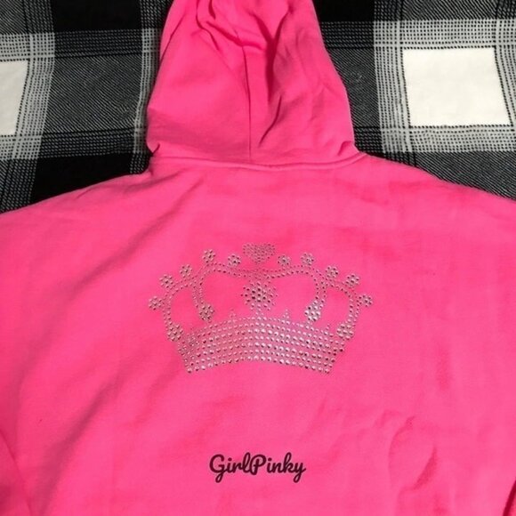 VS PINK CARMINE ROSE FULL ZIP HOODIE WITH BLING LOGO LIMITED EDITION SIZE MEDIUM - Picture 7 of 11